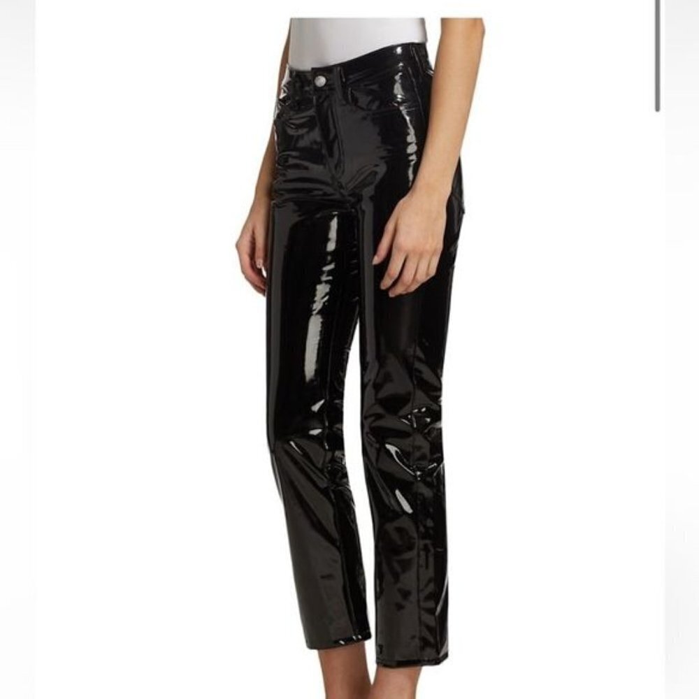 Simon Miller wide leg patent faux leather zip up pants